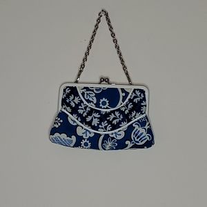 Vera Bradly Blue & White Clutch W/ Floral Design